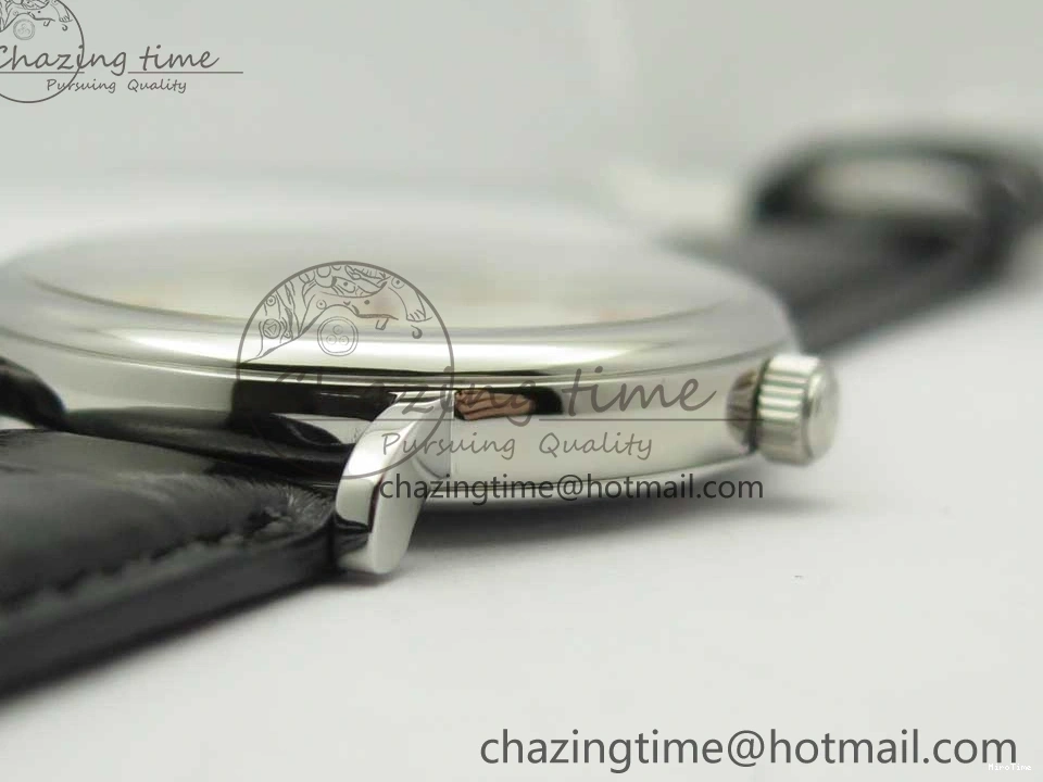 MIROTIME 1228 Portofino Automatic SS FKF 1:1 Best Edition White Dial RG Markers on Black Leather Strap A Stretchable 7141